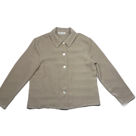 BRIGGS women’s size extra large tan brown button up collard blazer jacket - Picture 3 of 6
